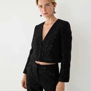 NWT J.Crew Collarless Lady Jacket in Sequin Tweed SZ 2